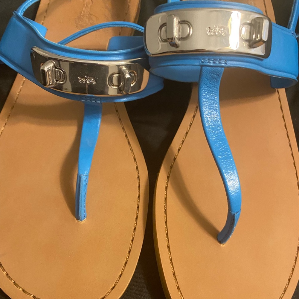 Coach Gracie matte blue calf sandals